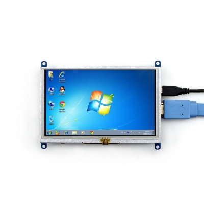 نمایشگر 5 اینچ (B) رنگی 800x480 با تاچ مقاومتی USB با ورودی HDMI مولتی سیستم محصول Waveshare