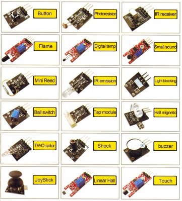 کیت کامل انواع سنسور شامل 37 سنسور مختلف مناسب برای آموزش و آزمایشگاه الکترونیک